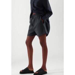 COS Cotton Shorts Women's Sz Sm Navy‎ High Rise Elasticized Waist Casual